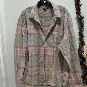 Barney Cools Pink and Gray Plaid Casual Shirt
